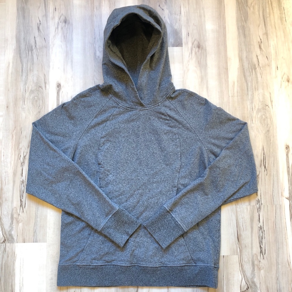 Lululemon Men's Pullover Hoodie Heathered Gray Thumbholes Stretch Size M